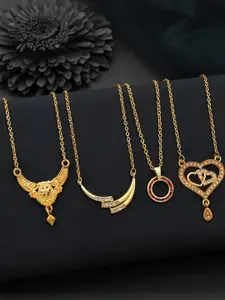 Anouk Set Of 4 Gold-Plated Brass Necklace