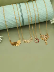 Anouk Women Set Of 4 Gold-Plated Brass Artificial Stones Ethnic Necklace