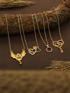 Anouk Pack of 4 Women Gold-Plated Chains With Pendants