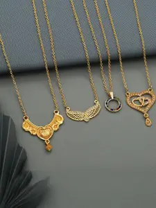 Anouk Women Set Of 4 Gold-Plated Brass Artificial Stones Ethnic Necklace