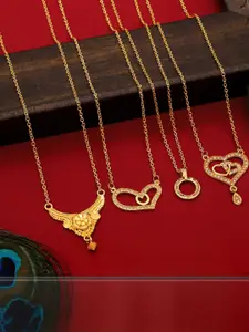 Anouk Pack of 4 Women Gold-Plated Chains With Pendants