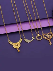 Anouk Women Set Of 4 Gold-Plated Brass Artificial Stones Ethnic Necklace