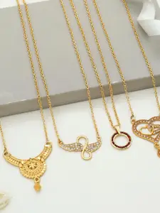 Anouk Brass Pack Of 4 Gold-Plated Chains With Pendant