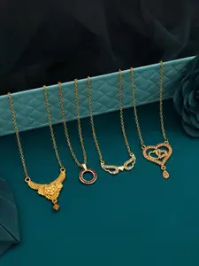 Anouk Set Of 4 Gold-Plated Brass Necklace