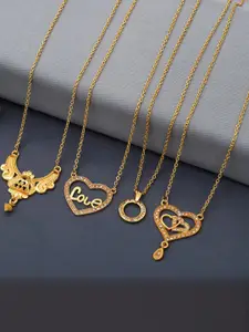 Anouk Set of 4 Brass Gold-Plated Necklace