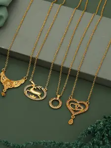 Anouk Pack of 4 Women Gold-Plated Chains With Pendants
