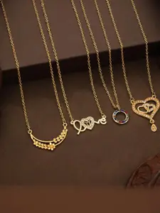 Anouk Brass Pack Of 4 Gold-Plated Chains With Pendant