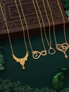 Anouk Brass Pack Of 4 Gold-Plated Chains With Pendant