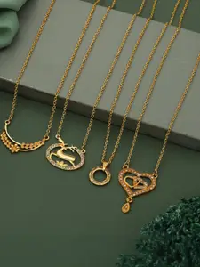 Anouk Women Set Of 4 Gold-Plated Brass Artificial Stones Ethnic Necklace