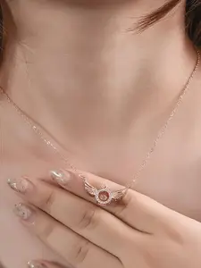 Vembley Rose Gold-Plated Alloy Cubic Zirconia Necklace