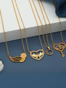 Anouk Brass Pack Of 4 Gold-Plated Chains With Pendant