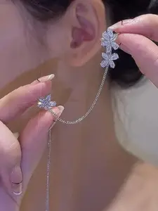 Vembley Silver-Plated Alloy Cubic Zirconia Ear Cuff