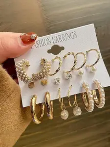 Vembley 9 Pair Gold-Plated Circular Hoop Earrings