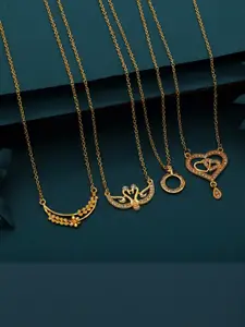 Anouk Pack of 4 Women Gold-Plated Chains With Pendants