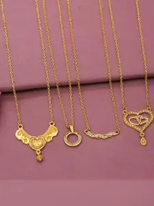 Anouk Women Set Of 4 Gold-Plated Brass Artificial Stones Ethnic Necklace