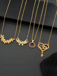 Anouk Pack of 4 Women Gold-Plated Chains With Pendants