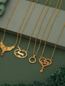 Anouk Brass Pack Of 4 Gold-Plated Chains With Pendant