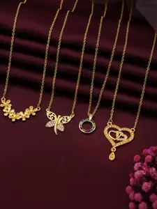 Anouk Pack of 4 Women Gold-Plated Chains With Pendants