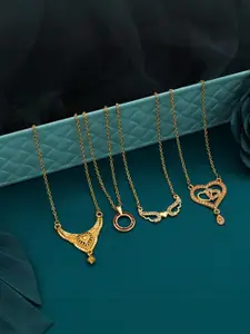 Anouk Set Of 4 Gold-Plated Brass Necklace