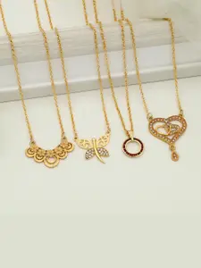 Anouk Set Of 4 Gold-Plated Brass Necklace