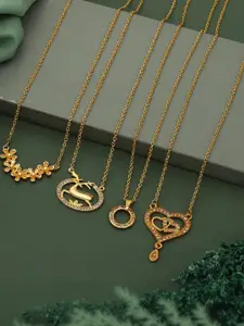 Anouk Set Of 4 Gold-Plated Brass Necklace