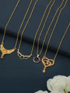 Anouk Women Set Of 4 Gold-Plated Brass Artificial Stones Ethnic Necklace