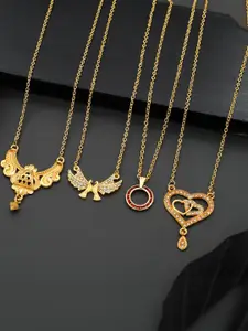 Anouk Set Of 4 Gold-Plated Brass Necklace