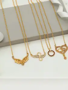 Anouk Set of 4 Brass Gold-Plated Necklace