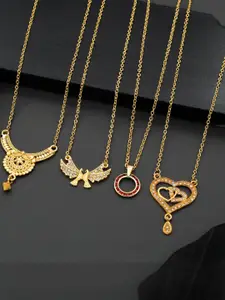 Anouk Brass Pack Of 4 Gold-Plated Chains With Pendant