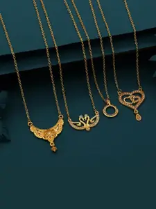 Anouk Brass Pack Of 4 Gold-Plated Chains With Pendant
