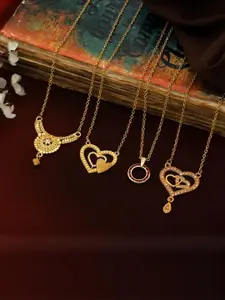 Anouk Set of 4 Brass Gold-Plated Necklace