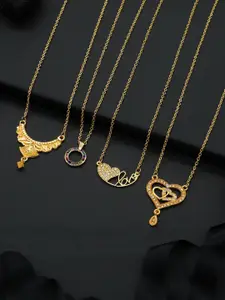 Anouk Set of 4 Brass Gold-Plated Necklace