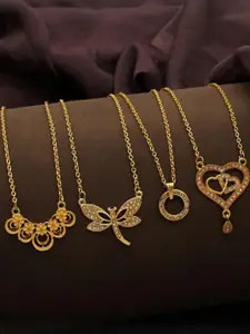 Anouk Set Of 4 Gold-Plated Brass Necklace