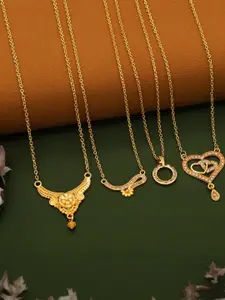 Anouk Brass Pack Of 4 Gold-Plated Chains With Pendant