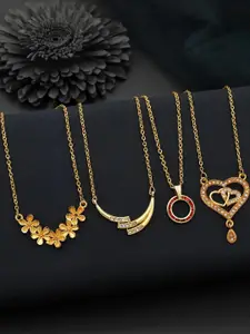 Anouk Brass Pack Of 4 Gold-Plated Chains With Pendant