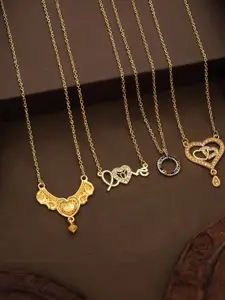 Anouk Women Set Of 4 Gold-Plated Brass Artificial Stones Ethnic Necklace