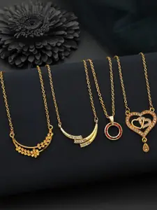 Anouk Pack of 4 Women Gold-Plated Chains With Pendants
