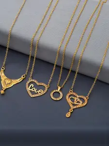 Anouk Pack of 4 Women Gold-Plated Chains With Pendants