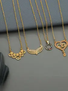 Anouk Set Of 4 Gold-Plated Brass Necklace