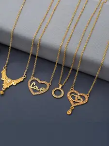 Anouk Brass Pack Of 4 Gold-Plated Chains With Pendant