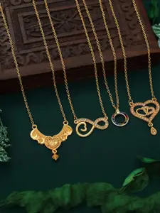 Anouk Women Set Of 4 Gold-Plated Brass Artificial Stones Ethnic Necklace