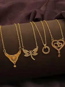 Anouk Pack of 4 Women Gold-Plated Chains With Pendants