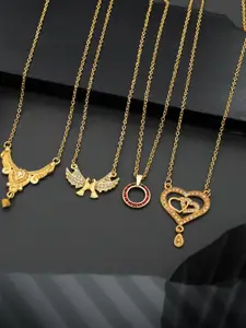 Anouk Brass Pack Of 4 Gold-Plated Chains With Pendant