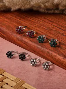 VENI 4-Pcs Silver-Plated Toe Rings