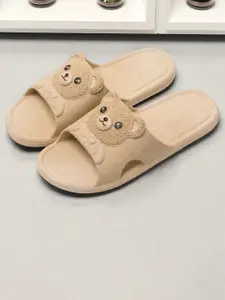 WOLVESDEN Women Self Design Cute Happy Bear Flip Flops