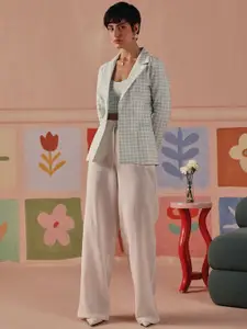 Sage by Mala Sage by Mara Checked Pure Cotton Single-BreastedBlazer