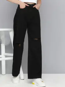 BAESD Women Comfort Regular Fit Mid-Rise Slash Knee Stretchable Jeans