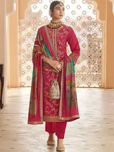 Stylee LIFESTYLE Jacquard Floral Woven Design Zari Pure Silk Unstitched Dress Material