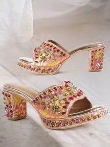 VENDOZ Printed Party Block Pumps