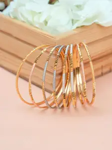 Zeraki Jewels Set Of 8 Gold Plated Textured Sitara Bangles